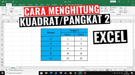 Cara Mudah Membuat Kuadrat di Excel